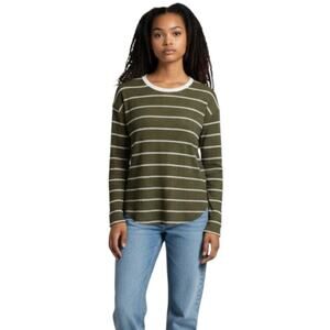 Ella Mara Thermal Knit Sweater Women Small Green Pullover Casual Cozy Minimalist